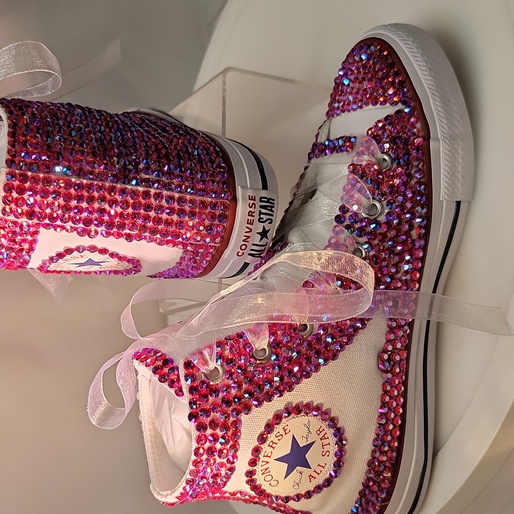 Converse Kids' Pink Rhinestone High-Top Sneakers - Picture 6 of 7